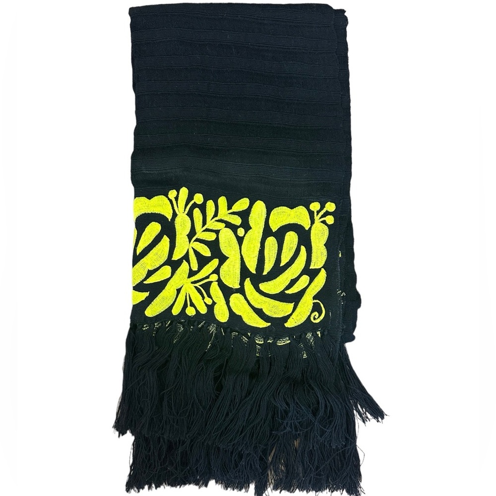 Fine loomed shawl with floral embroidery